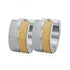 2 Tone Titanium Frosted Wide Gold Silver Hypoallergenic Men Women Hoop Earrings